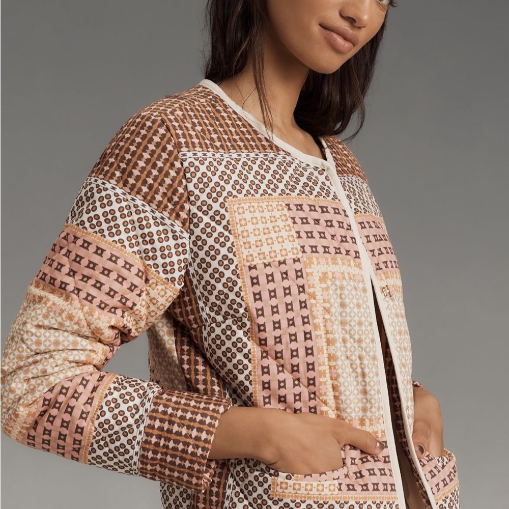 Anthropologie Collarless Quilted Jacket